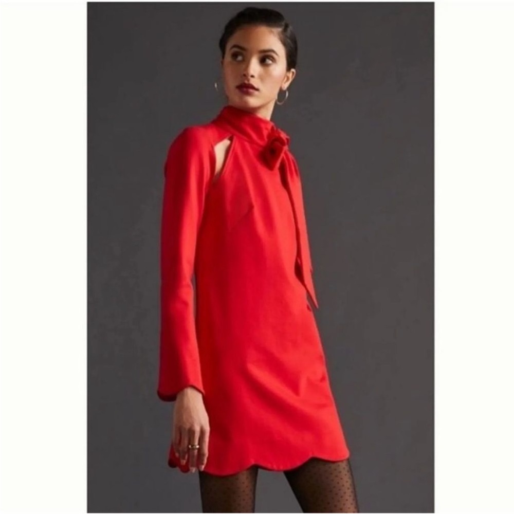 Maeve by Anthropologie Red Dress. Size: XL. Knee Length. Cut outs. Long sleeve.
